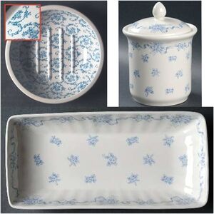LAURA ASHLEY Vintage Ribbons Bath Accessories White & Blue Floral